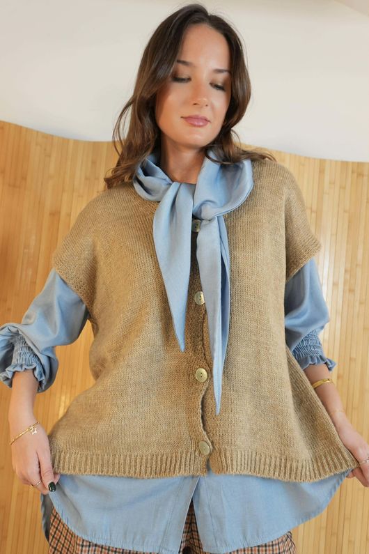 Etta Slouch Knit Layering Tank Light Camel